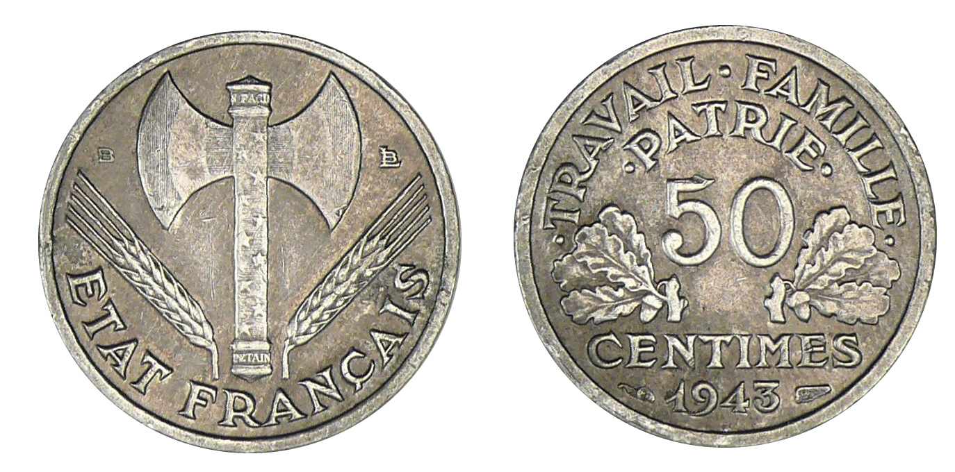 50 centimes Bazor 1944 B (Beaumont-le-Roger) 50 centimes Bazor 1944 B (Beaumont-le-Roger)