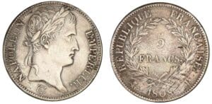 5 francs Napoléon revers République 1808 L (Bayonne) 5 francs Napoléon revers République 1808 L (Bayonne)