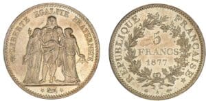 5 francs Hercule 1877 A (Paris)