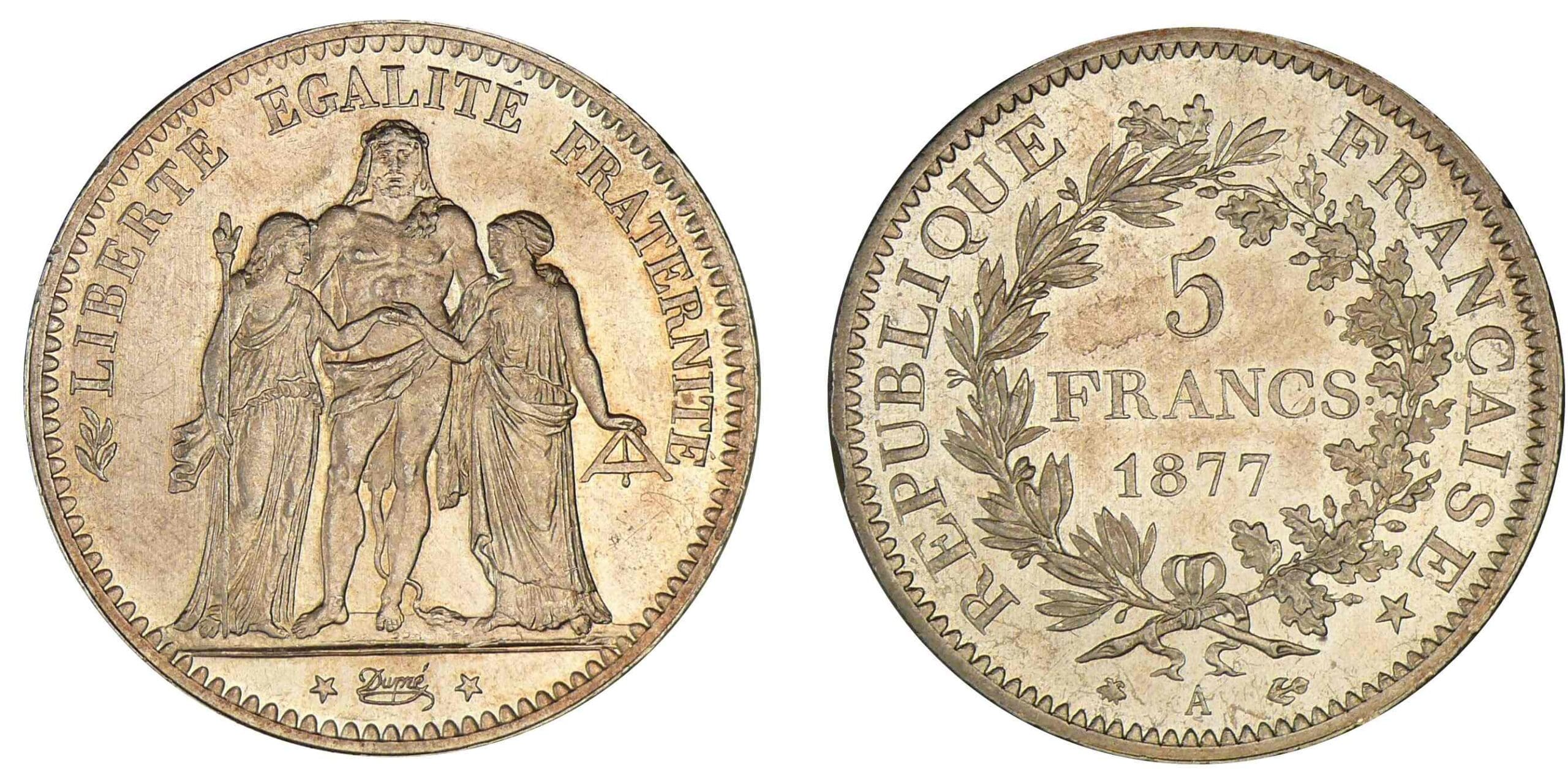 5 francs Hercule 1877 A (Paris) 5 francs Hercule 1877 A (Paris)