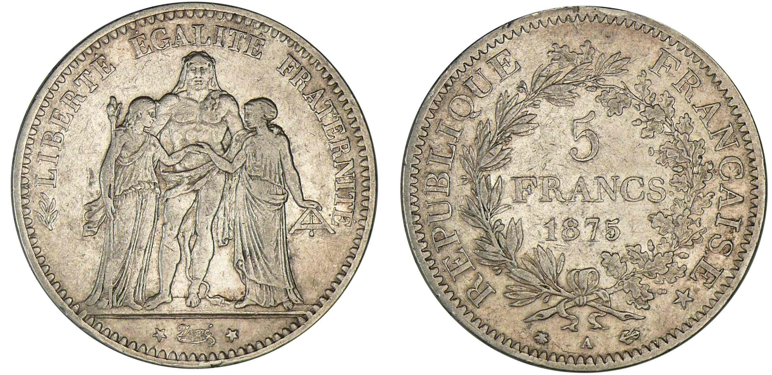 5 francs Hercule 1875 a (Paris) petit a 5 francs Hercule 1875 a (Paris) petit a