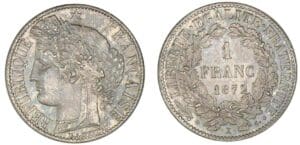 1 franc Cérès 1872 K (Bordeaux)