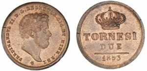 Italie - Royaume de Sicile - Ferdinand II - 2 tornesi 1853 Italie - Royaume de Sicile - Ferdinand II - 2 tornesi 1853