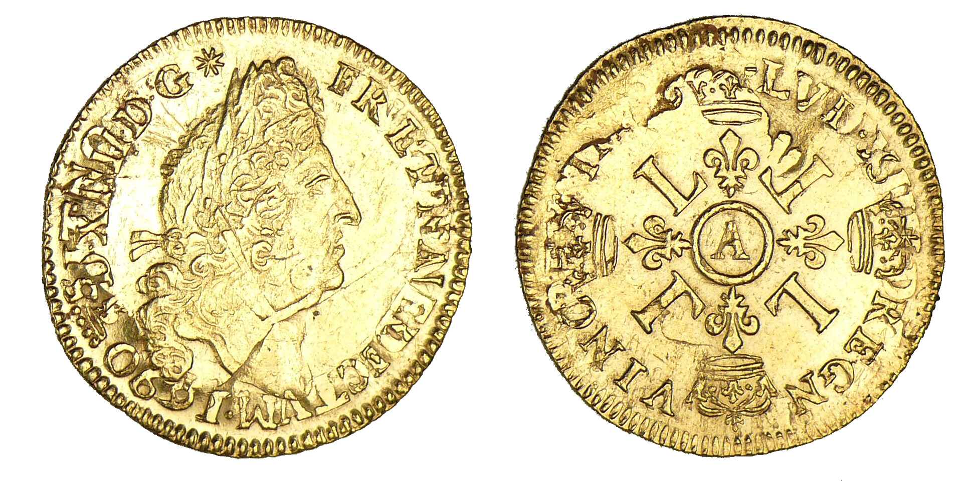 Louis XIV - Louis d'or aux 4 L 169? A (Paris) Louis XIV - Louis d'or aux 4 L 169? A (Paris)
