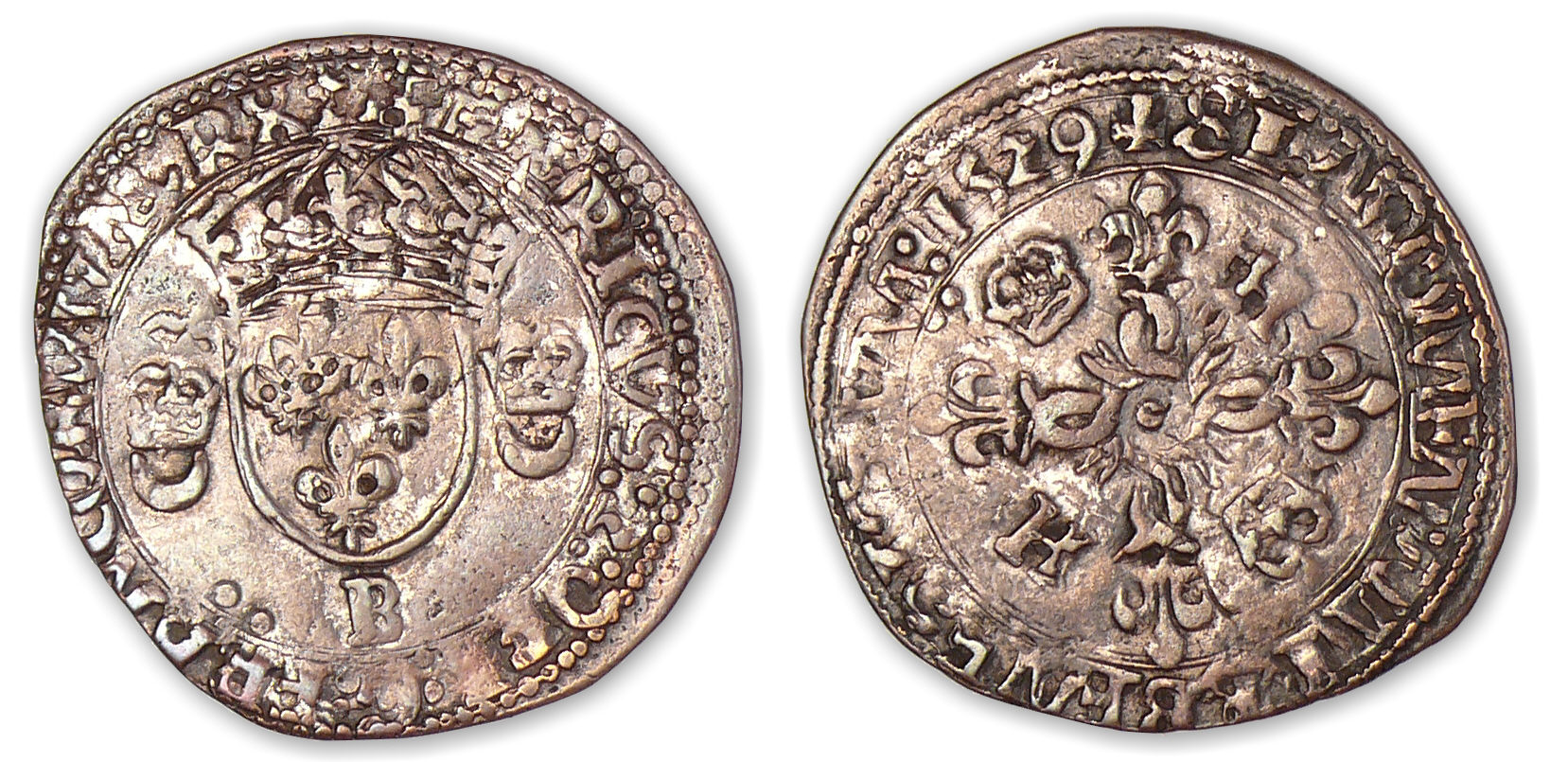Henri II - Douzain aux croissants 1529 B (Rouen). Henri II - Douzain aux croissants 1529 B (Rouen).