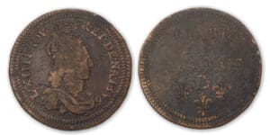 Louis XIV - Liard au buste juvénile à double grènetis 1656 D