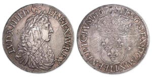 Louis XIV - Ecu au buste juvénile 2e poinçon 1671 L (Bayonne) Louis XIV - Ecu au buste juvénile 2e poinçon 1671 L (Bayonne)