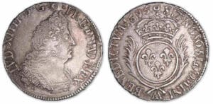Louis XIV - Demi-écu aux Palmes 1695 AA (Metz) Louis XIV - Demi-écu aux Palmes 1695 AA (Metz)