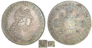Louis XIV - Ecu 8 L 2ème type 1704 9 (Rennes) Louis XIV - Ecu 8 L 2ème type 1704 9 (Rennes)