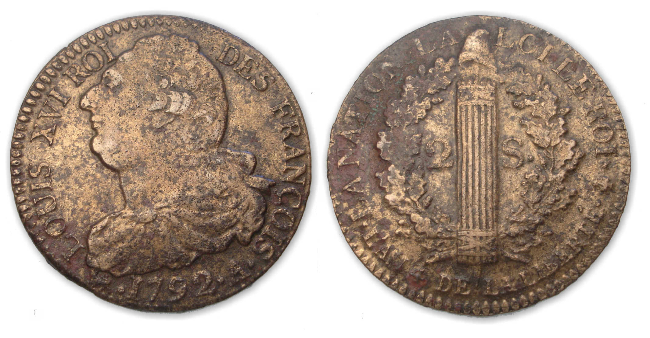 2 sols au faisceau type François 1792 A (Paris) 2 sols au faisceau type François 1792 A (Paris)