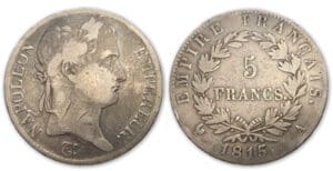 5 frs Napoléon 1er Empereur cent jours 1815 A (Paris)