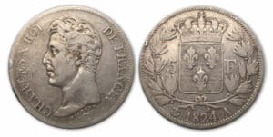 5 frs Charles X 1er type 1824 A (Paris)
