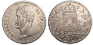 5 frs Charles X 1er type 1825 MA (Marseille)