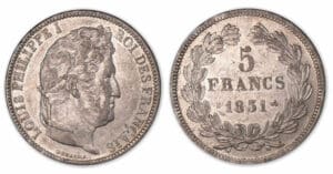 5 francs Louis-Philippe I tête laurée tranche relief 1831 B (Rouen). 5 francs Louis-Philippe I tête laurée tranche relief 1831 B (Rouen).