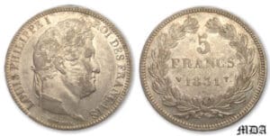 Louis-Philippe Ier (1830-1848) - 5 francs tête laurée 2ème type 1831 W (Lille) Louis-Philippe Ier (1830-1848) - 5 francs tête laurée 2ème type 1831 W (Lille)