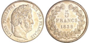 5 francs Louis-Philippe Ier tête laurée - 2ème type - 1832 A (Paris) 5 francs Louis-Philippe Ier tête laurée - 2ème type - 1832 A (Paris)
