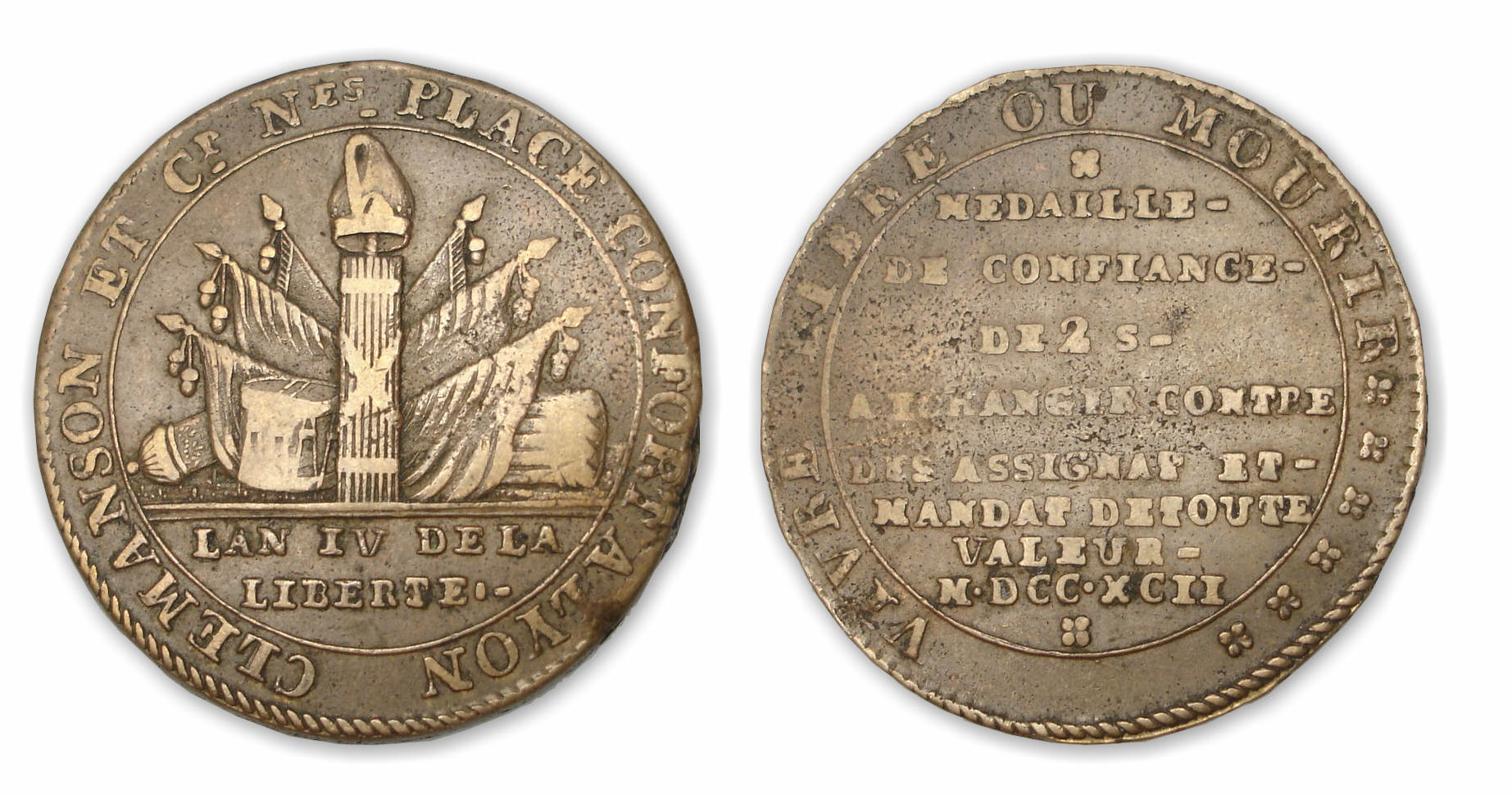 2 sols de Clémanson au faisceau - 1792 2 sols de Clémanson au faisceau - 1792