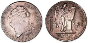 Ecu de 6 livres type FRANCOIS 1792 I (Limoges). Ecu de 6 livres type FRANCOIS 1792 I (Limoges).