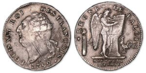 Ecu de 6 livres type FRANCOIS 1792 R (Orléans) 1er semestre. Ecu de 6 livres type FRANCOIS 1792 R (Orléans) 1er semestre.