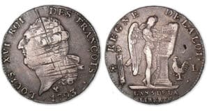 Ecu de 6 livres type FRANCOIS 1793 L (Bayonne). Ecu de 6 livres type FRANCOIS 1793 L (Bayonne).