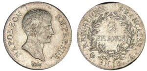 2 francs Napoléon Empereur An 13 A (Paris) 2 francs Napoléon Empereur An 13 A (Paris)