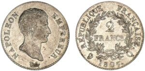 2 francs Napoléon Empereur 1807 Q (Perpignan)