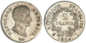 2 francs Napoléon Empereur 1806 L (Bayonne) 2 francs Napoléon Empereur 1806 L (Bayonne)