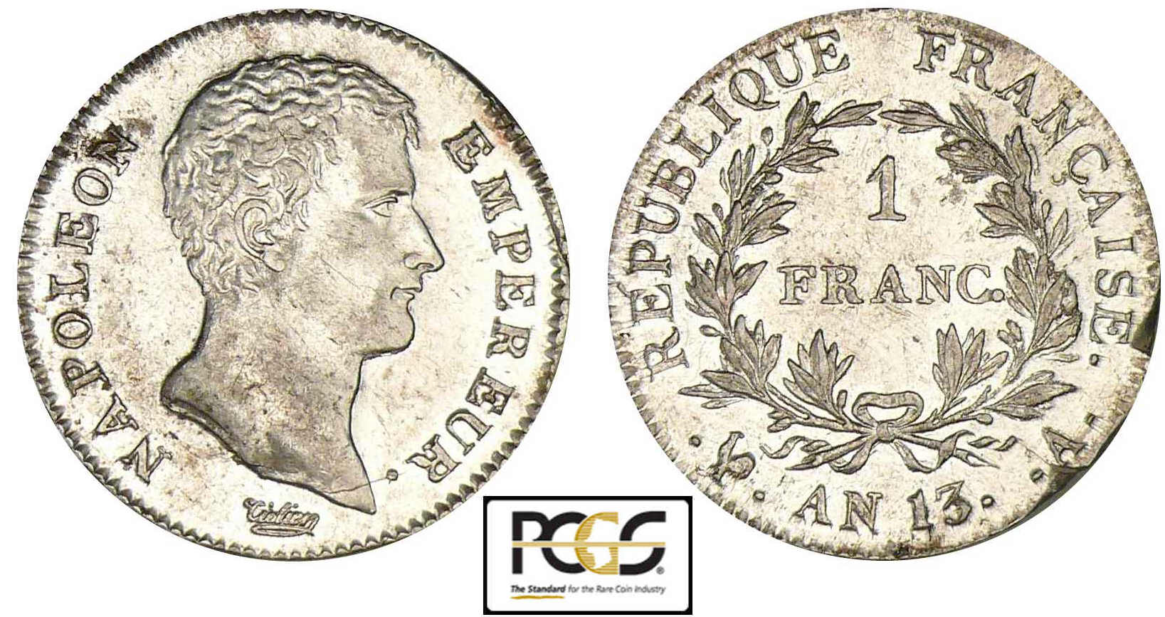 1 franc Napoléon empereur - An 13 A (Paris) 1 franc Napoléon empereur - An 13 A (Paris)