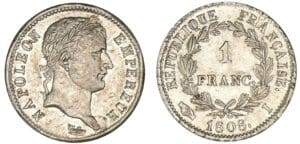1 franc Napoléon revers République 1808 I (Limoges)