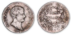 1/2 franc Napoléon Empereur An 12 A (Paris)