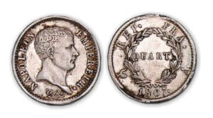 1/4 franc Napoléon I tête nue - Tête de nègre 1807 A (Paris)