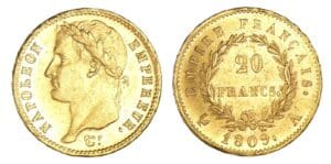 20 francs Napoléon revers Empire 1809 A (Paris) 20 francs Napoléon revers Empire 1809 A (Paris)