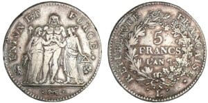 5 francs Hercule union et force - An 7 L (Bayonne) 5 francs Hercule union et force - An 7 L (Bayonne)
