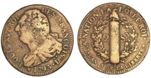 2 sols au faisceau type FRANCOIS 1793 D•• (Dijon)