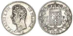 5 francs Charles X 1er type 1825 K (Bordeaux) 5 francs Charles X 1er type 1825 K (Bordeaux)