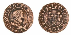 Louis XIII - Denier tournois 1627 R (Villeneuve d'Avignon) Louis XIII - Denier tournois 1627 R (Villeneuve d'Avignon)