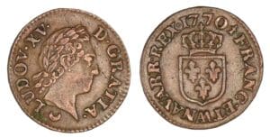 Louis XV - Liard à la vieille tête 1770 AA (Metz) Louis XV - Liard à la vieille tête 1770 AA (Metz)