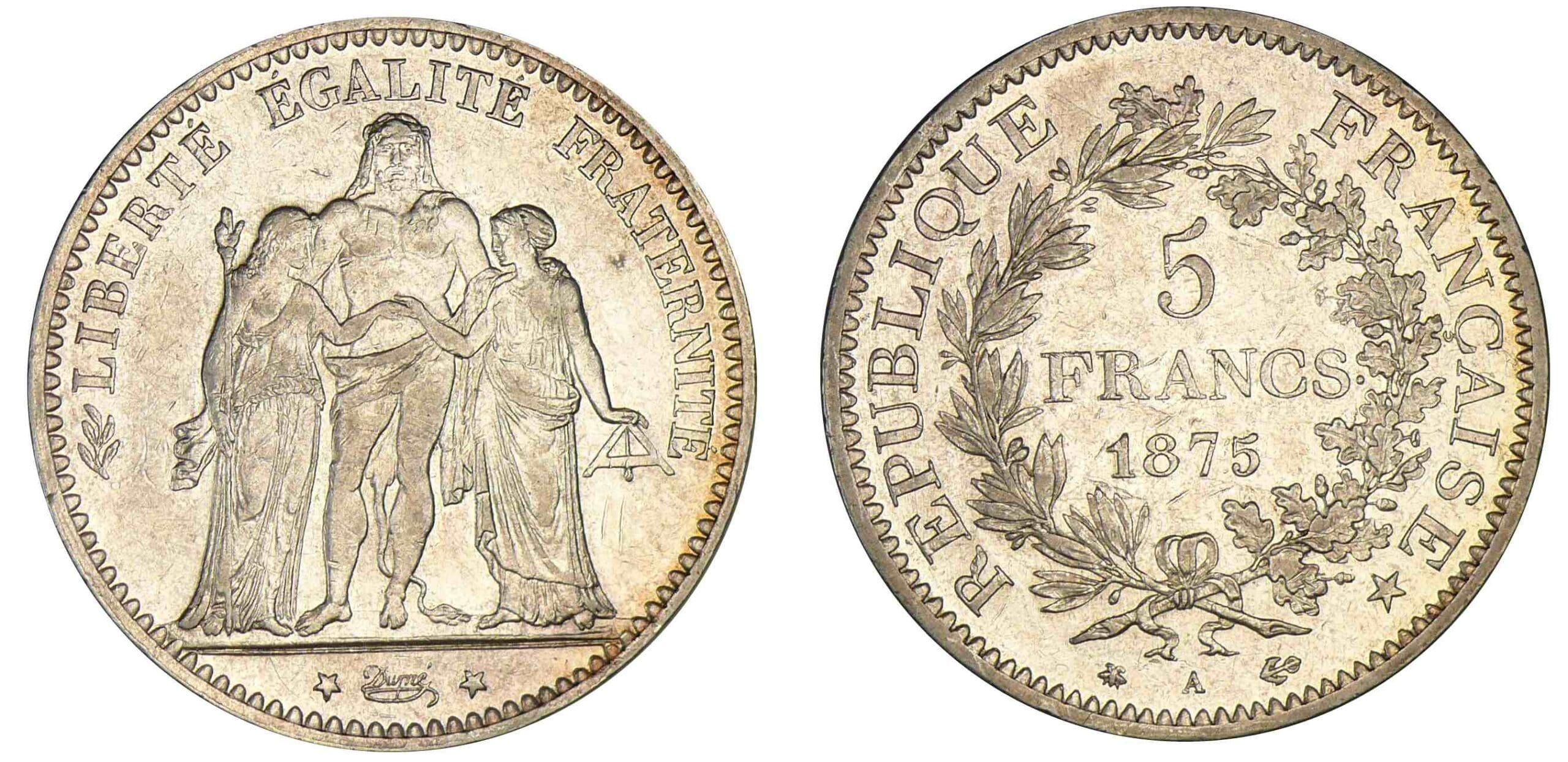5 francs Hercule 1875 a (Paris) 5 francs Hercule 1875 a (Paris)