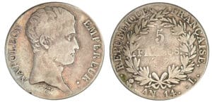 5 francs Napoléon Empereur - An 14 L (Bayonne)
