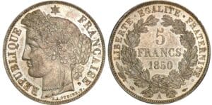 5 francs Cérès - 1850 A (Paris) 5 francs Cérès - 1850 A (Paris)