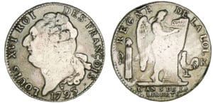 Ecu de 6 livres type FRANCOIS 1793 K (Bordeaux)