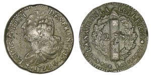 2 sols au faisceau type FRANCOIS 1792 Q (Perpignan)