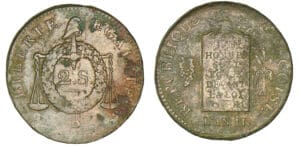 2 sols aux balances An II 1793 B (Rouen)