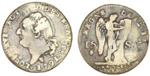 15 sols type FRANCOIS 1791 A (Paris) - Faux d'époque