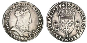 Henri II - Teston tête couronnée 1549 D (Lyon) Henri II - Teston tête couronnée 1549 D (Lyon)