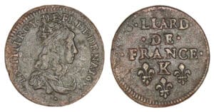 Louis XIV - Liard au buste juvénile 1655 K (Bordeaux)