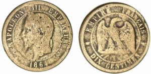 10 centimes Napoléon III - tête laurée 1864 A (Paris) - Faux d'époque