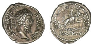 Septime Sévère - Denier (204, Rome) Carthage à cheval Septime Sévère - Denier (204, Rome) Carthage à cheval