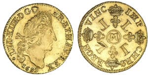 Louis XIV - Double louis d'or aux 4 L 1695 M (Toulouse)