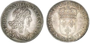 Louis XIII - Demi-écu 1er poinçon de Warin 1642 .rose. A (Paris) Louis XIII - Demi-écu 1er poinçon de Warin 1642 .rose. A (Paris)